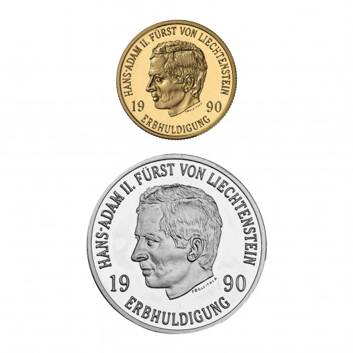 Munzsatz Liechtenstein 50 10 Franken 1990 Goldmunzen