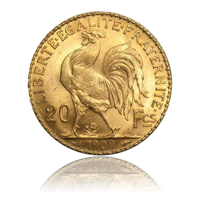 Goldmünze 20 Francs, Marianne (Hahn)